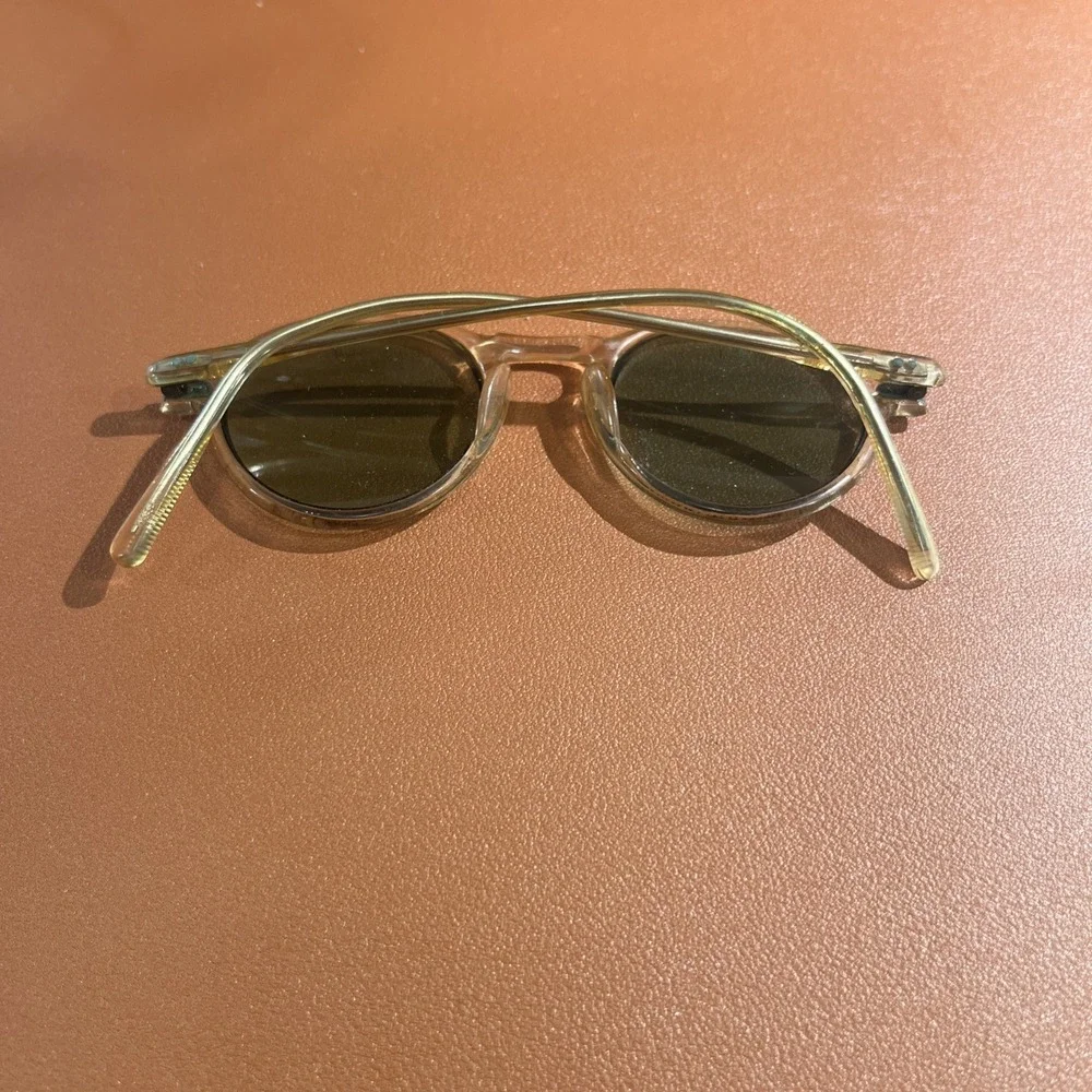 Vintage American Optical Calobar Green Lenses Sunglasses Pilot Crystal Acetate